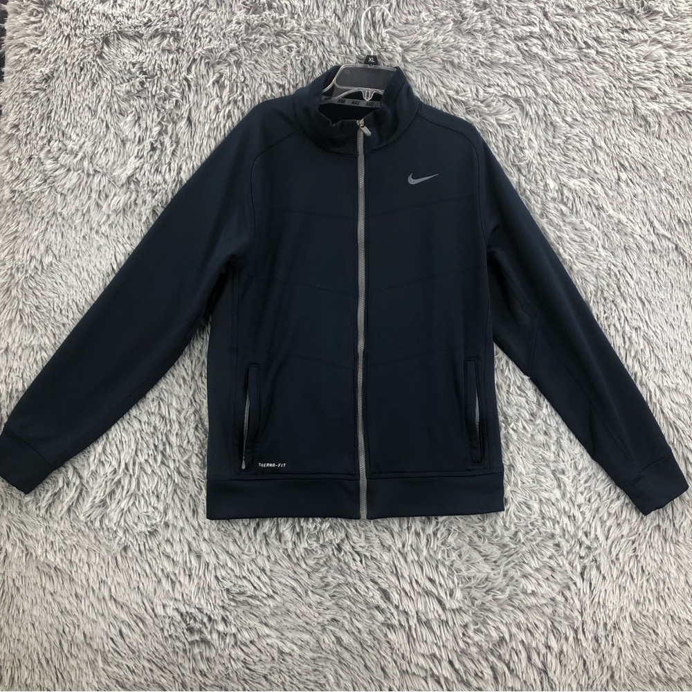 Nike Jacket Mens Medium Therma Fit Full Zip Swoosh Pockets Athletic Workout